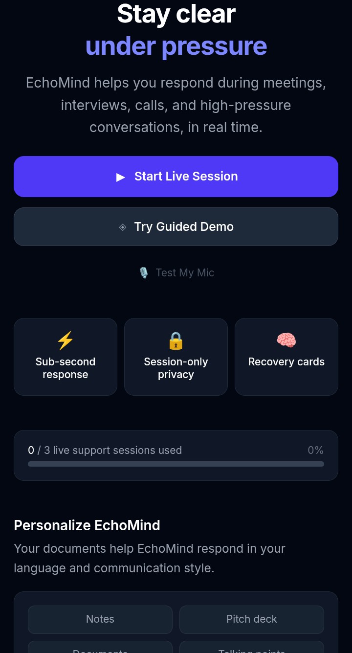 EchoMind clarity response view